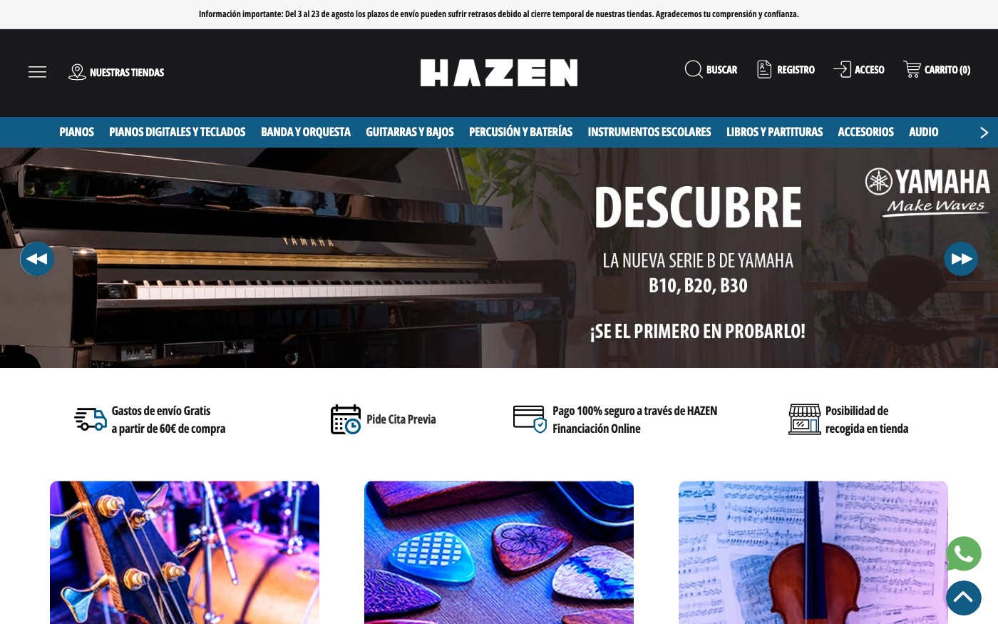 Captura limpia de la home oficial de Hazen