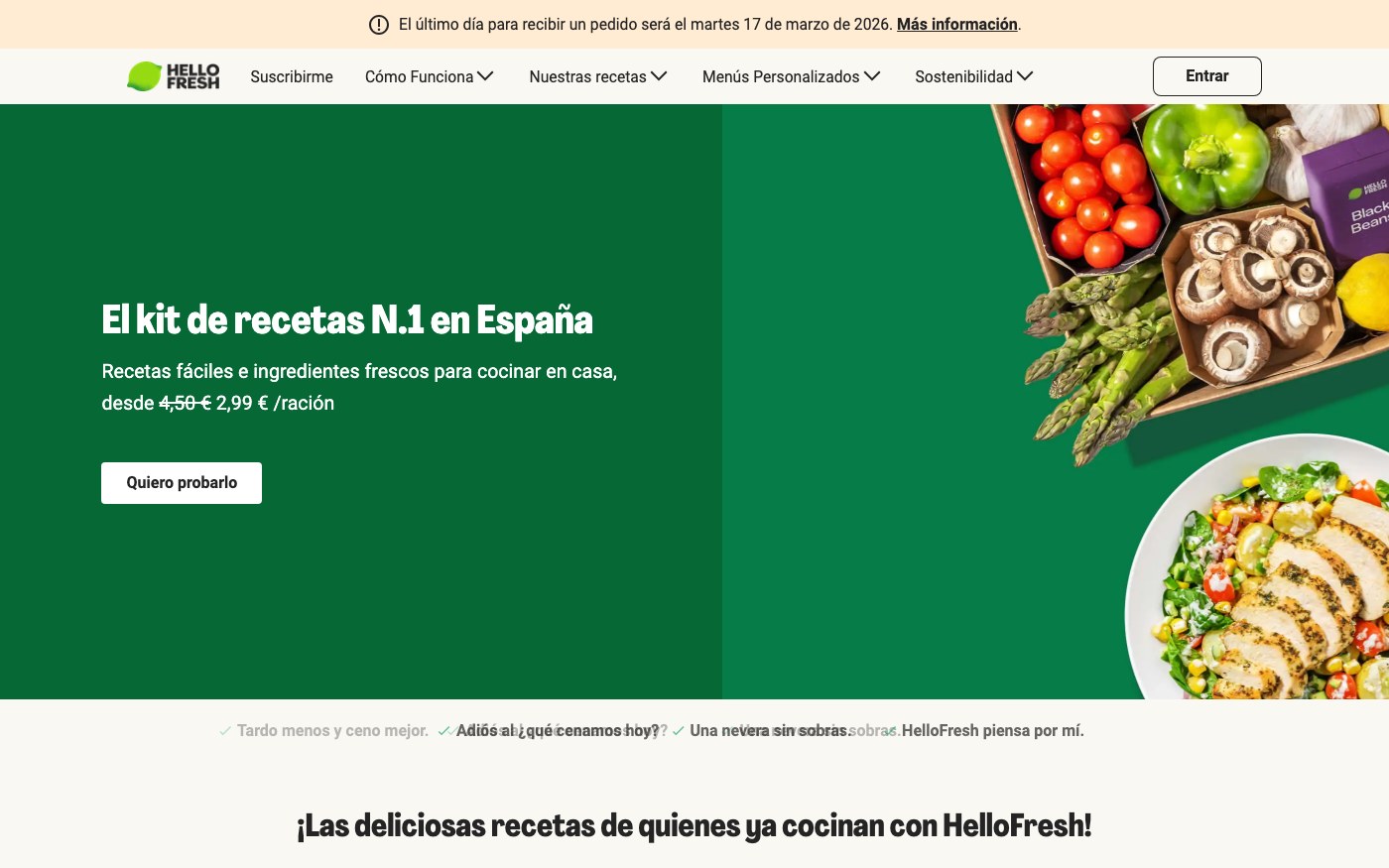 Captura limpia de la home oficial de HelloFresh