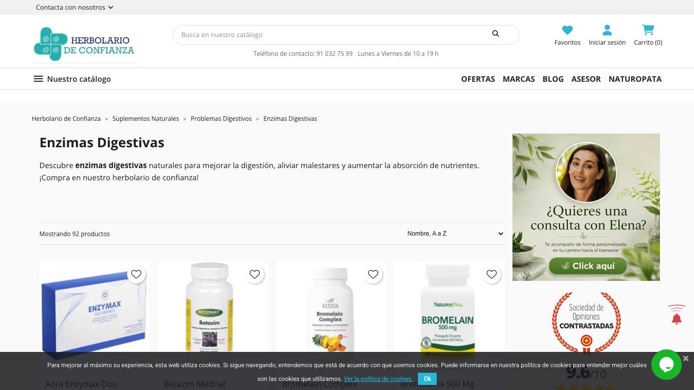 Captura limpia de la home de Herbolario de Confianza
