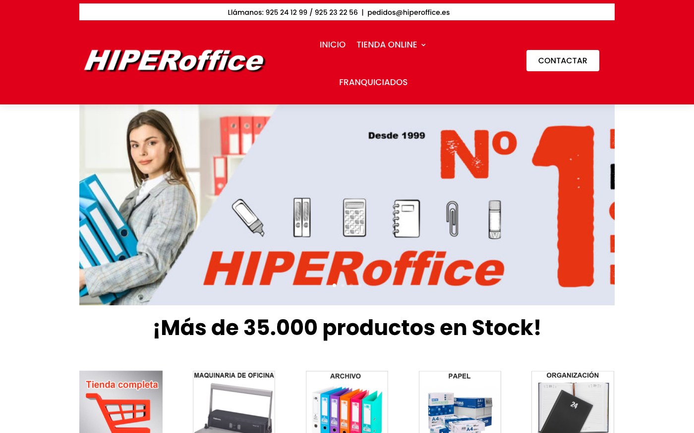 Captura limpia de la home oficial de HIPERoffice