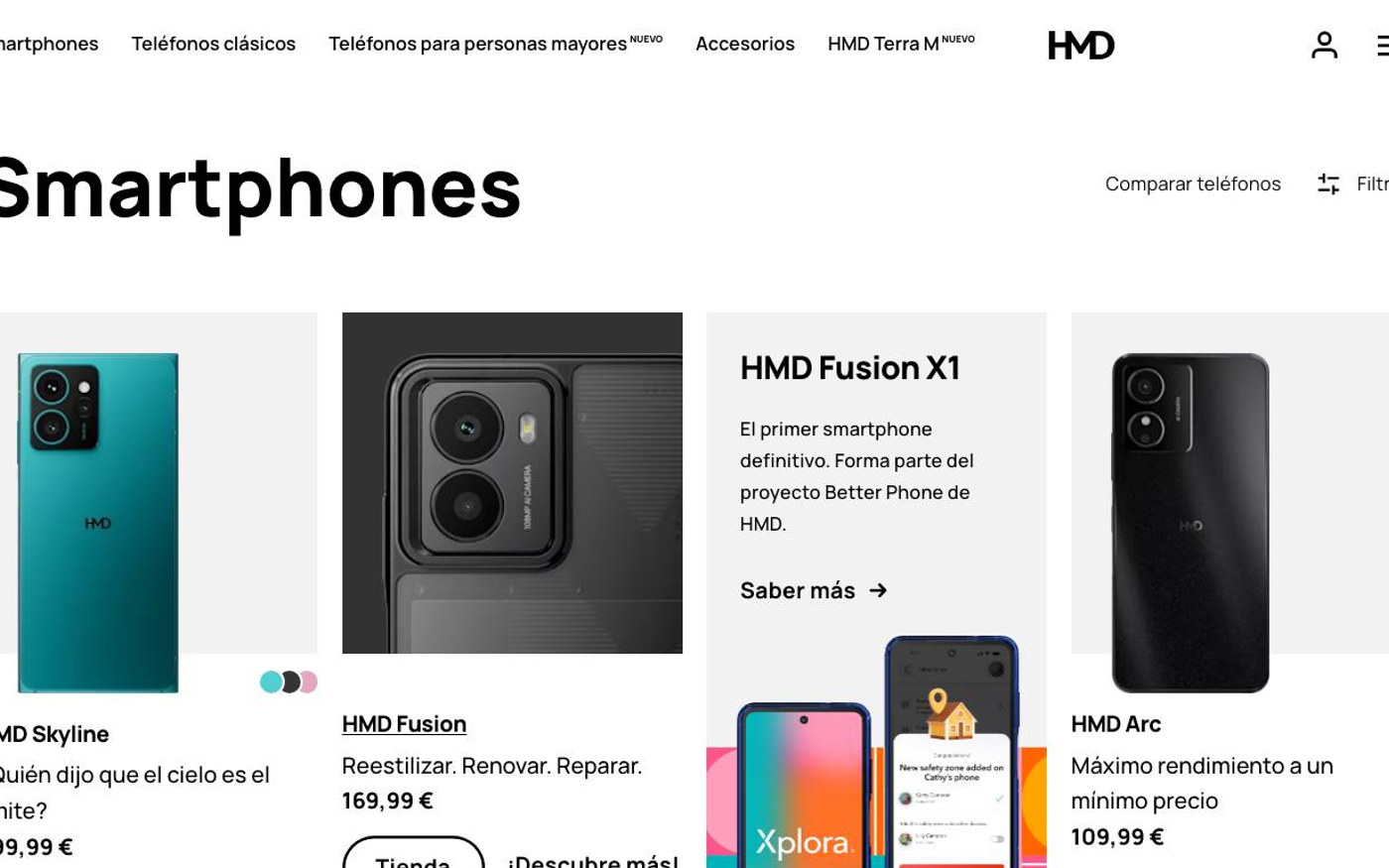 Captura limpia de la home oficial de HMD