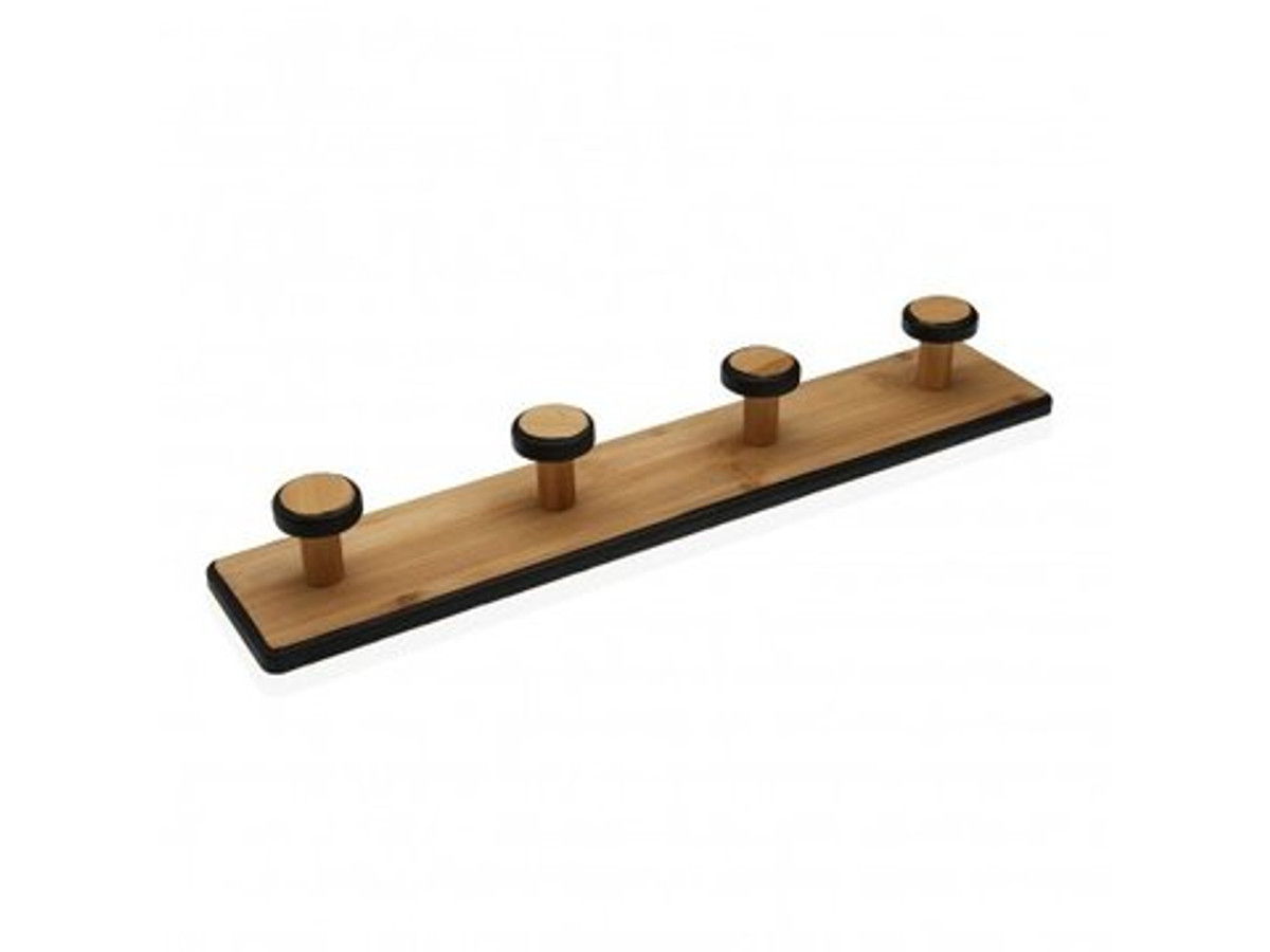 Perchero de Pared de Bambú con 4 Ganchos – 50 cm