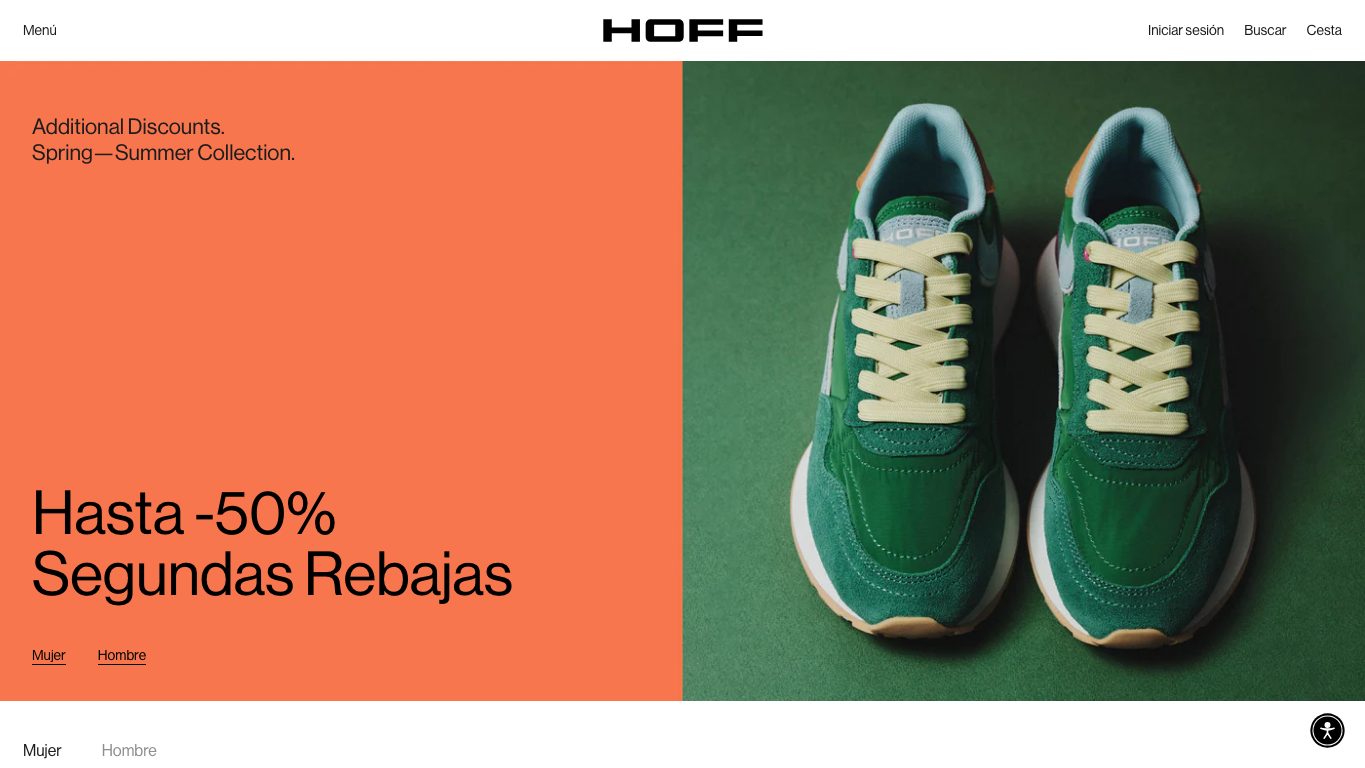 Captura real de la home de HOFF