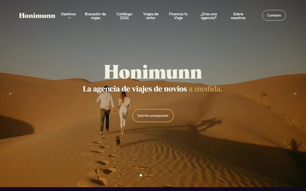 Captura de pantalla de la home de Honimunn