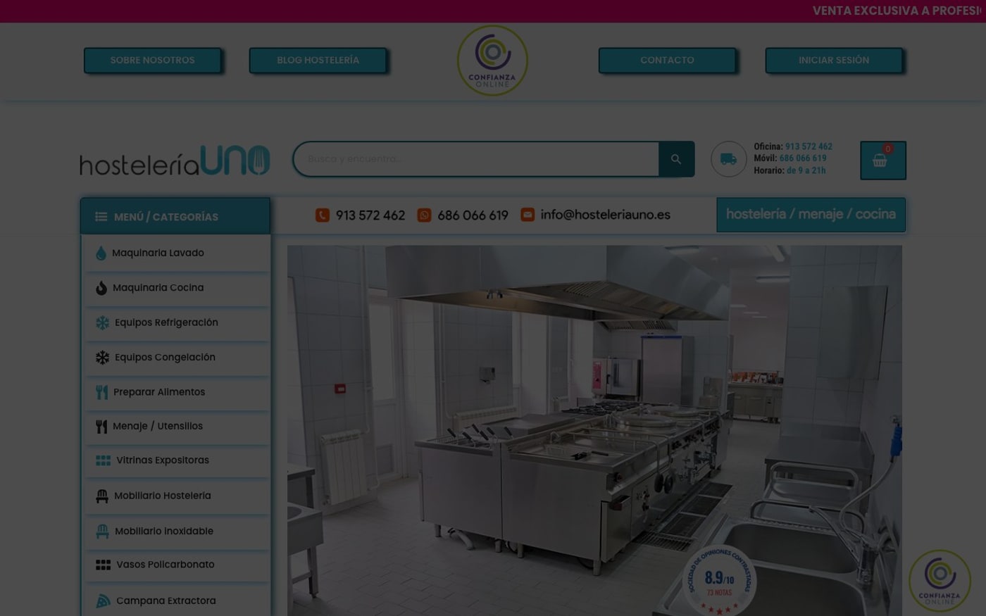 Captura limpia de la home oficial de Hostelería UNO