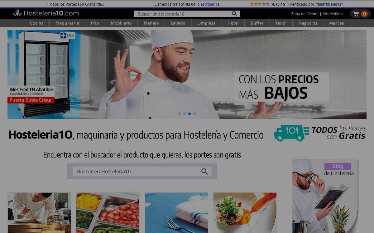 Captura limpia de la home oficial de Hostelería10