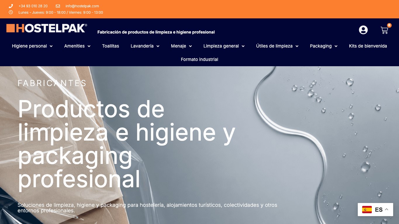 Captura limpia de la home oficial de Hostelpak