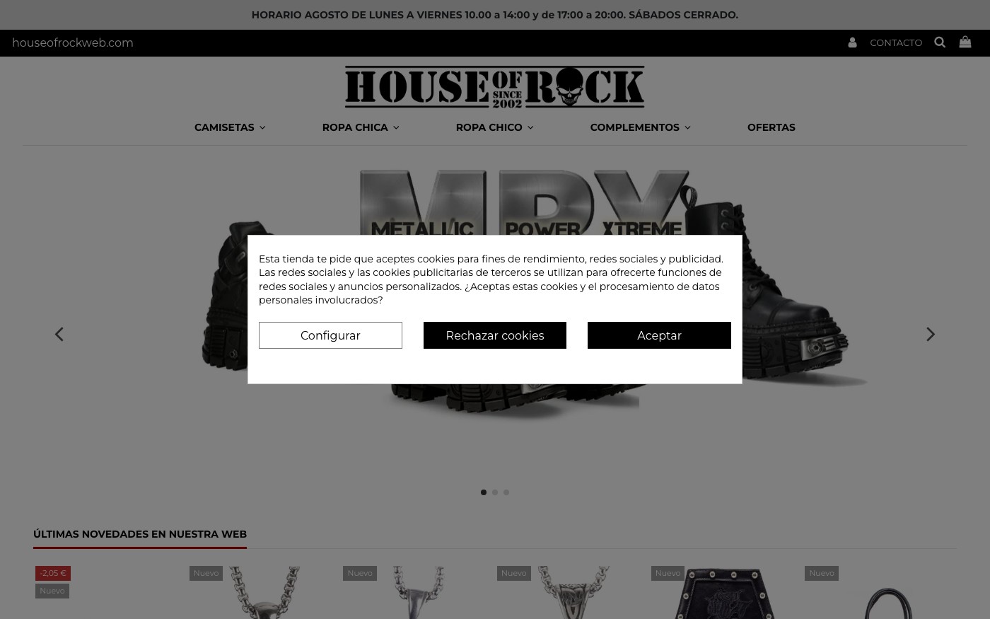 Captura limpia de la home oficial de House of Rock