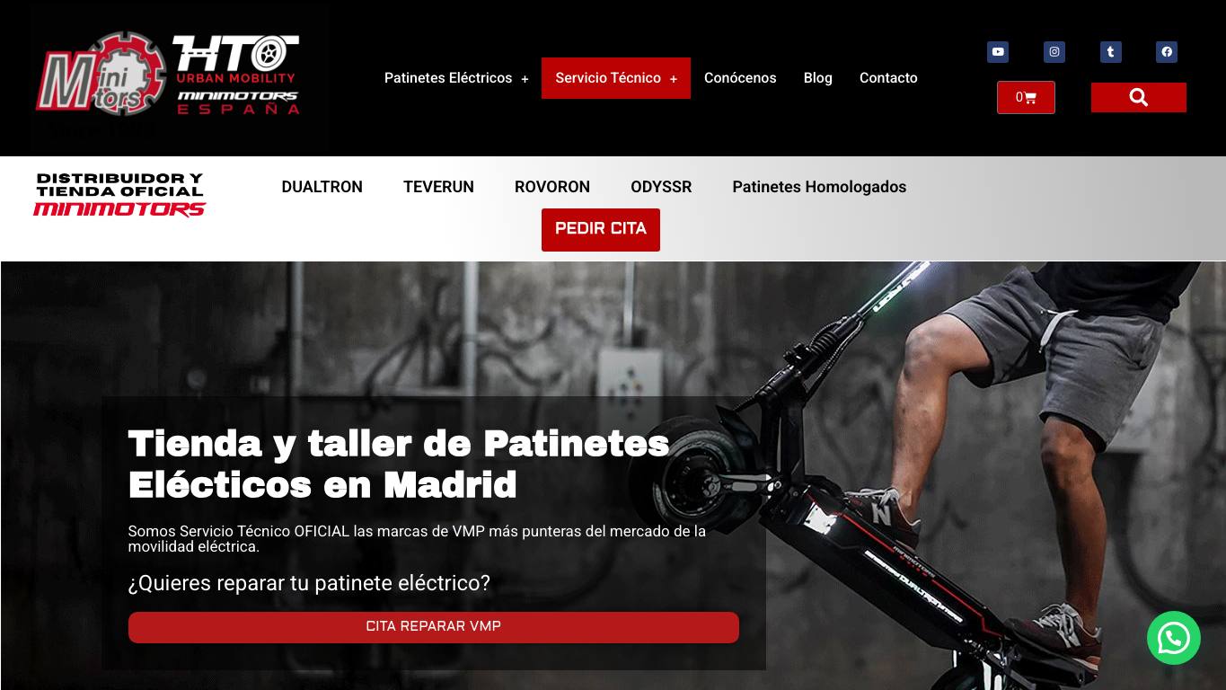 Captura limpia de la home oficial de HTO Urban Mobility