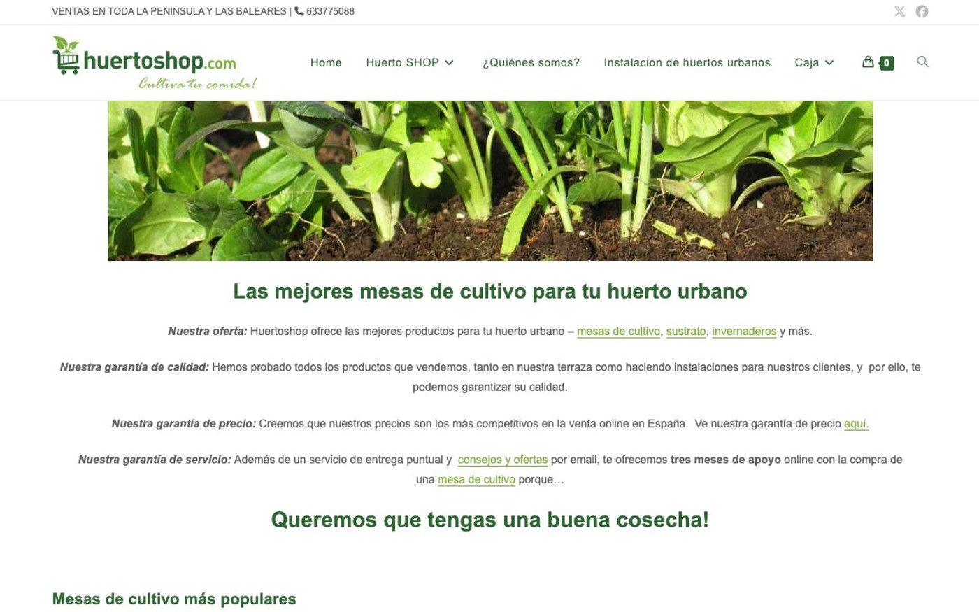 Captura limpia de la home oficial de HuertoShop