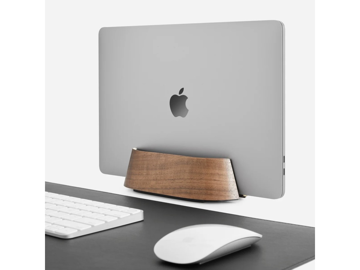 Wood Vertical Laptop Stand in Black Walnut or Maple