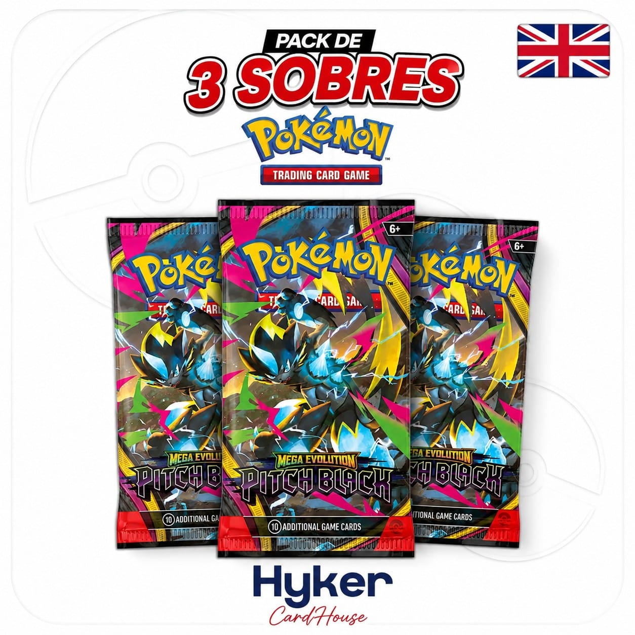 POKEMON – PITCH BLACK PACK DE 3 SOBRES EN INGLÉS
