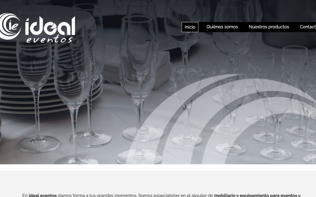 Captura de pantalla de la home de Ideal Eventos