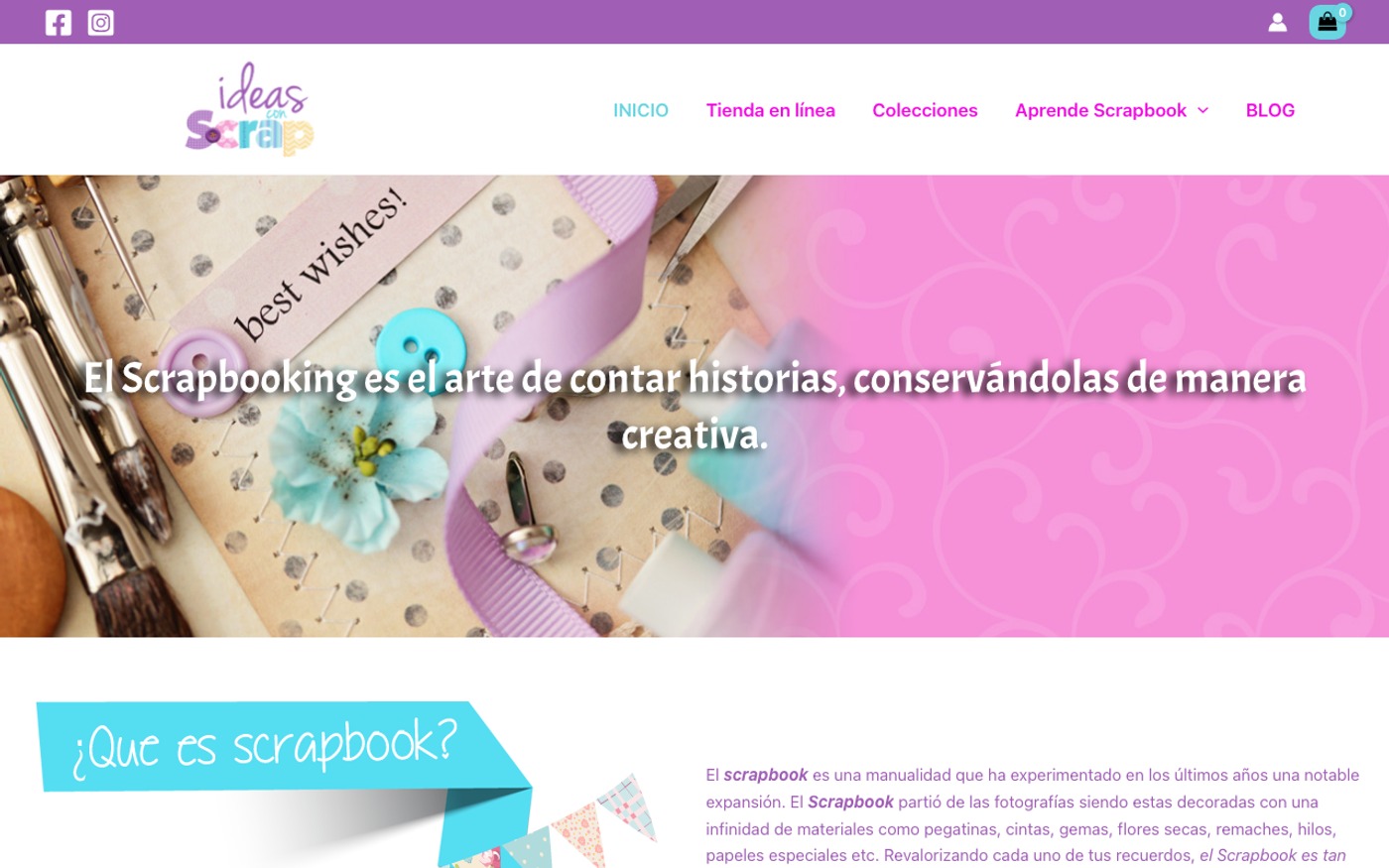 Captura limpia de la home oficial de Ideas Con Scrap
