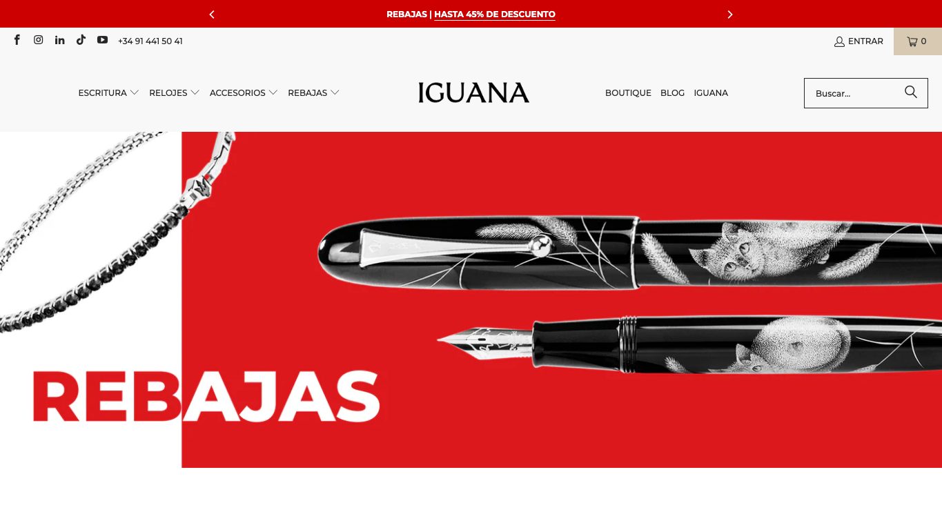 Captura real de la home de Iguana Sell