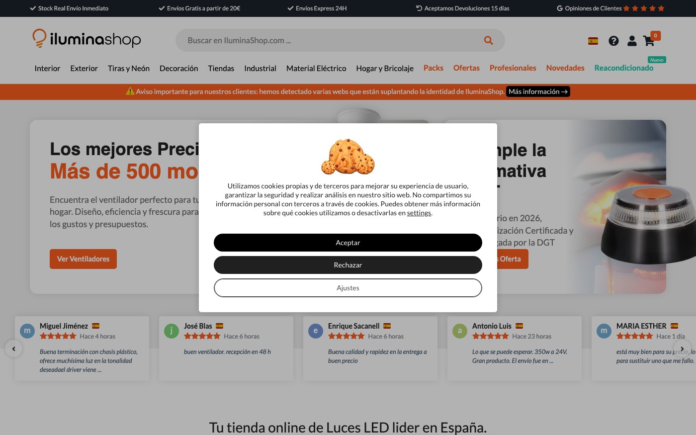 Captura limpia de la home oficial de IluminaShop