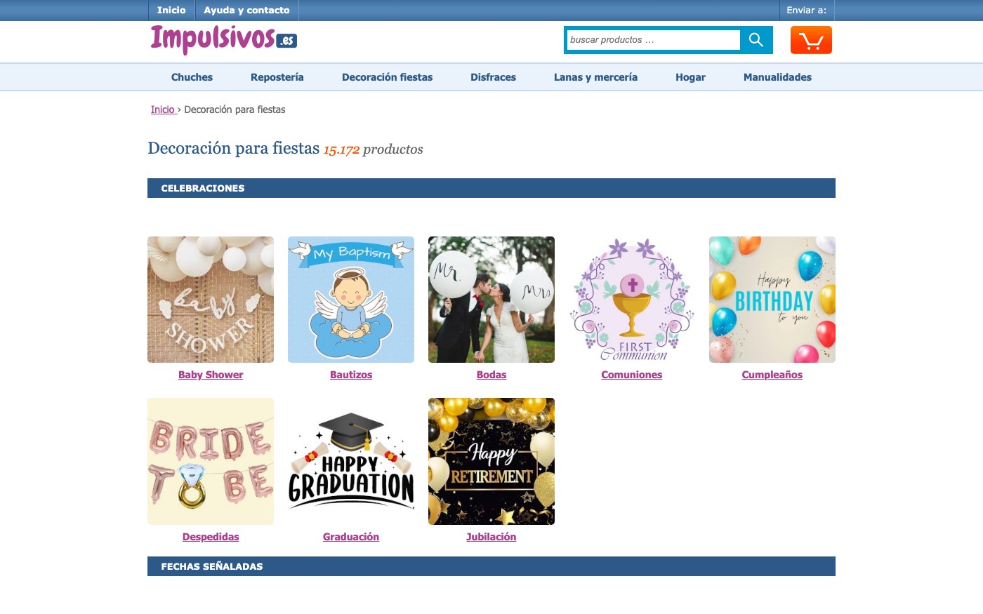 Captura de pantalla de la home de Impulsivos