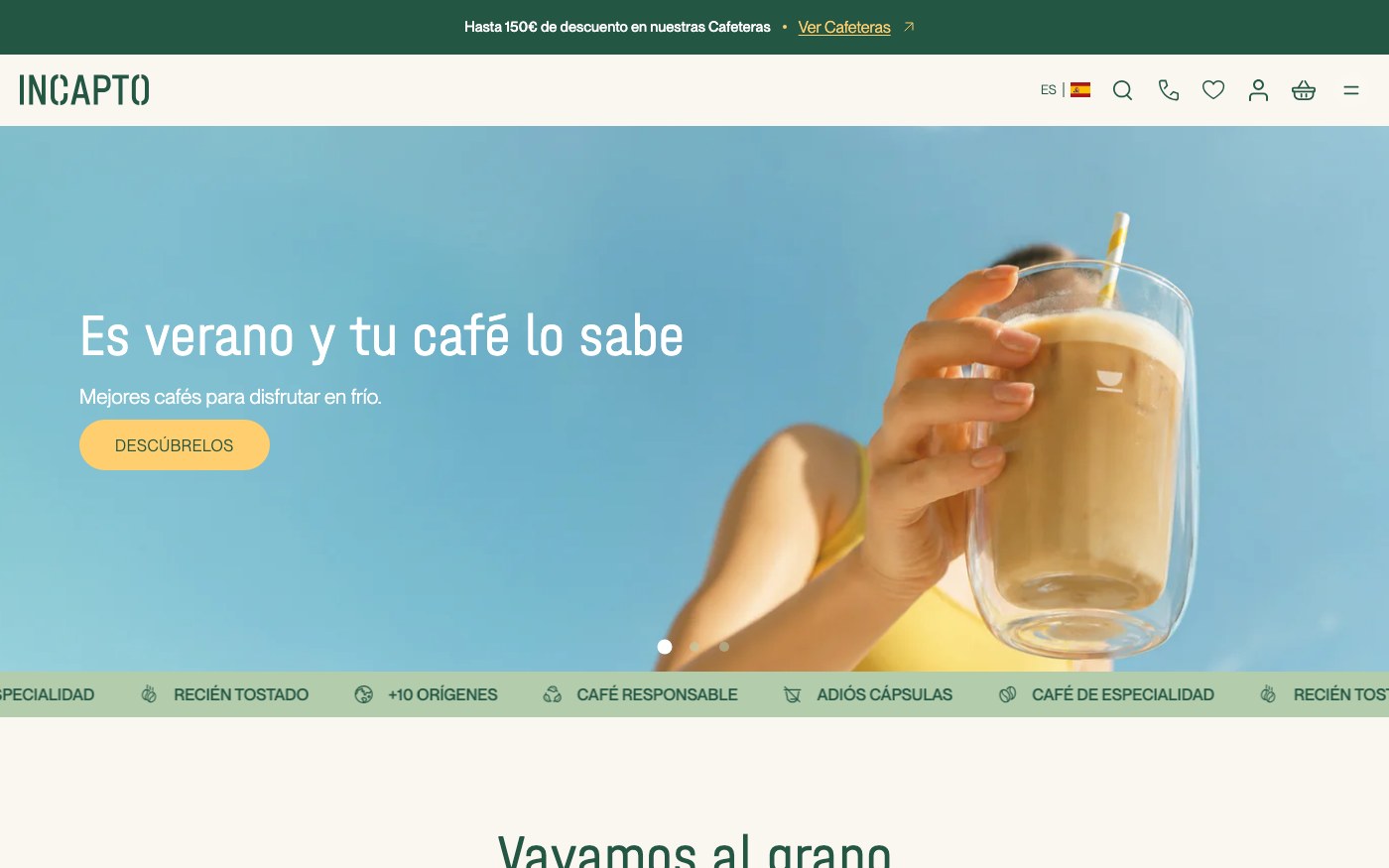 Captura limpia de la home oficial de Incapto