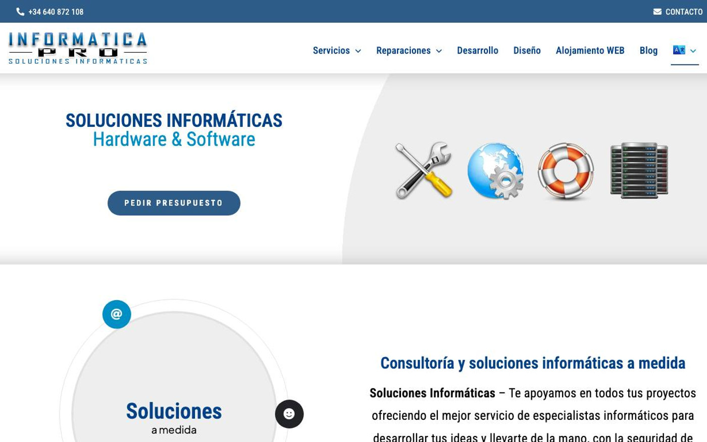 Captura limpia de la home oficial de Informática Pro