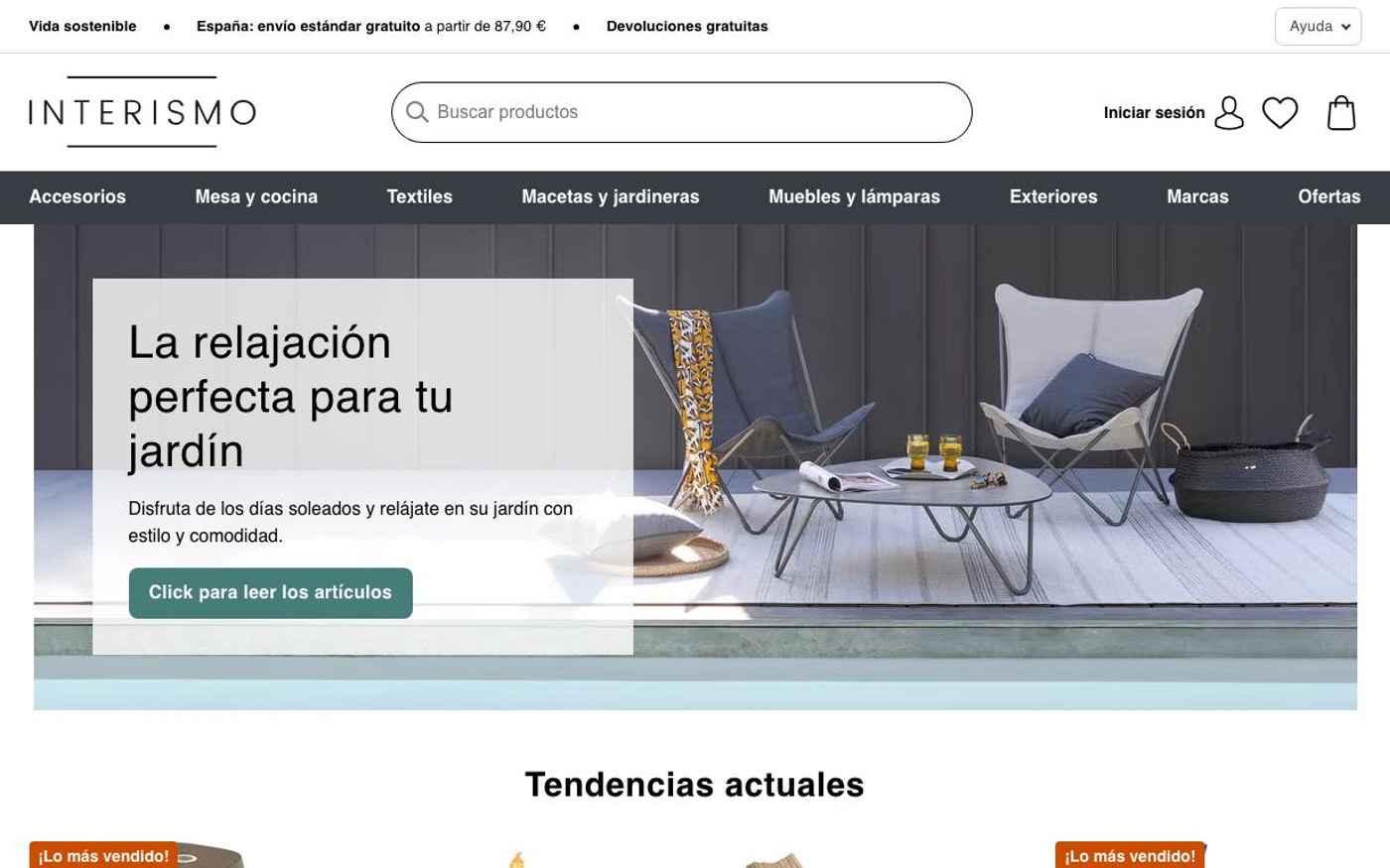 Captura de pantalla de la home de Interismo