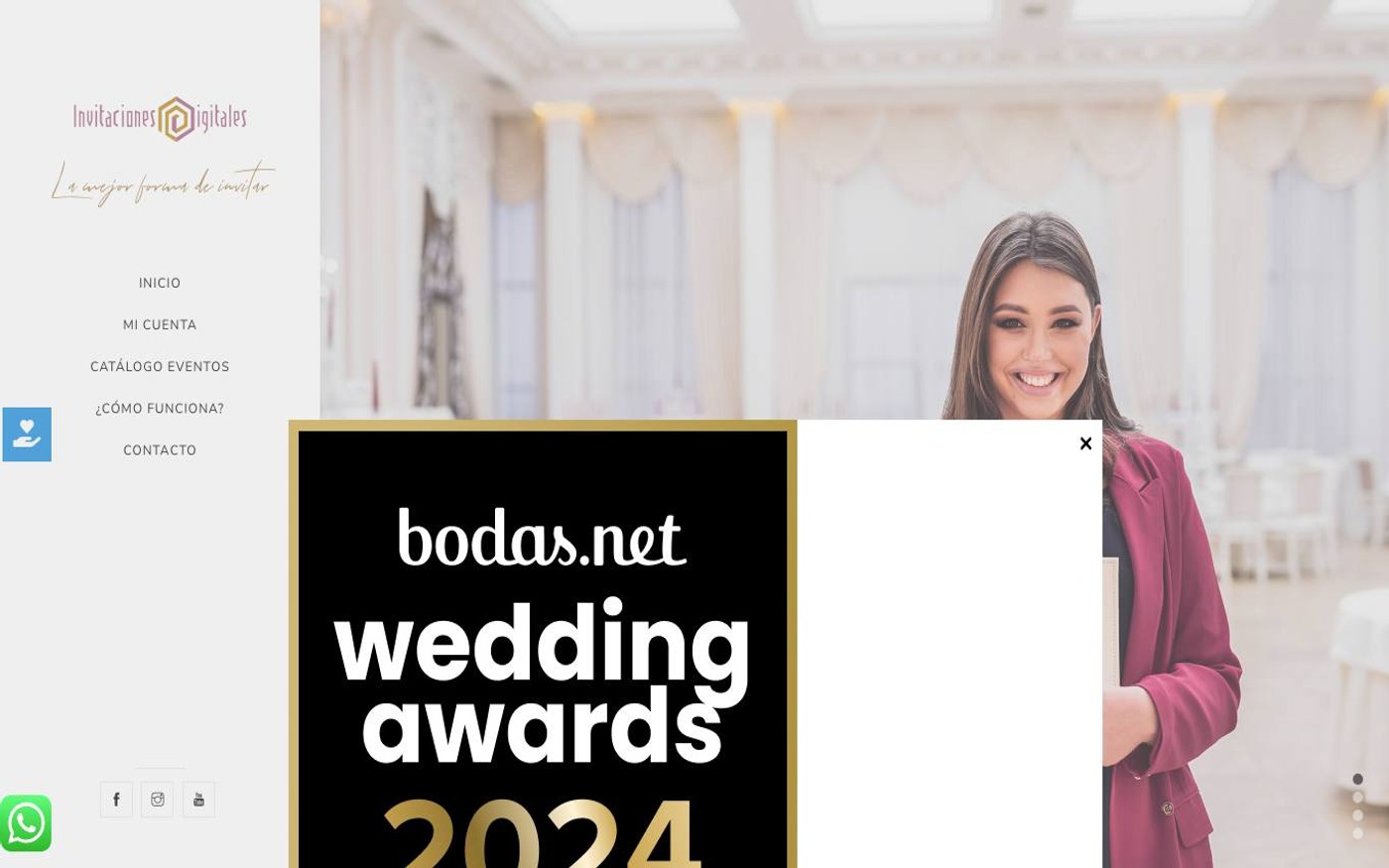 Captura de pantalla de la home de Invitaciones Digitales