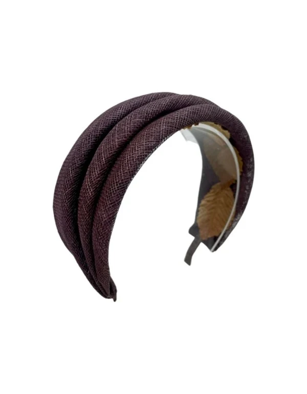 Diadema de rafia marrón