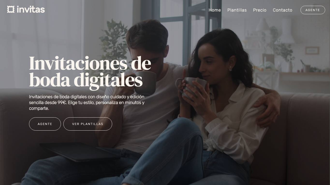 Captura de pantalla de la home de Invitas