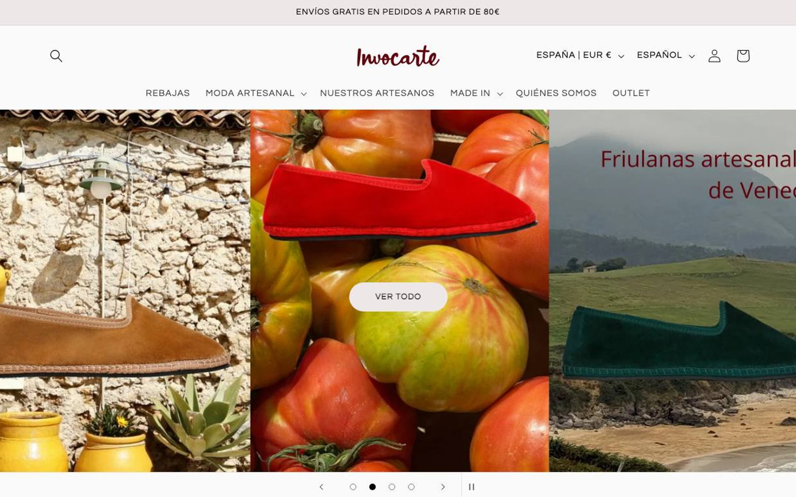 Captura limpia de la home oficial de Invocarte Shop