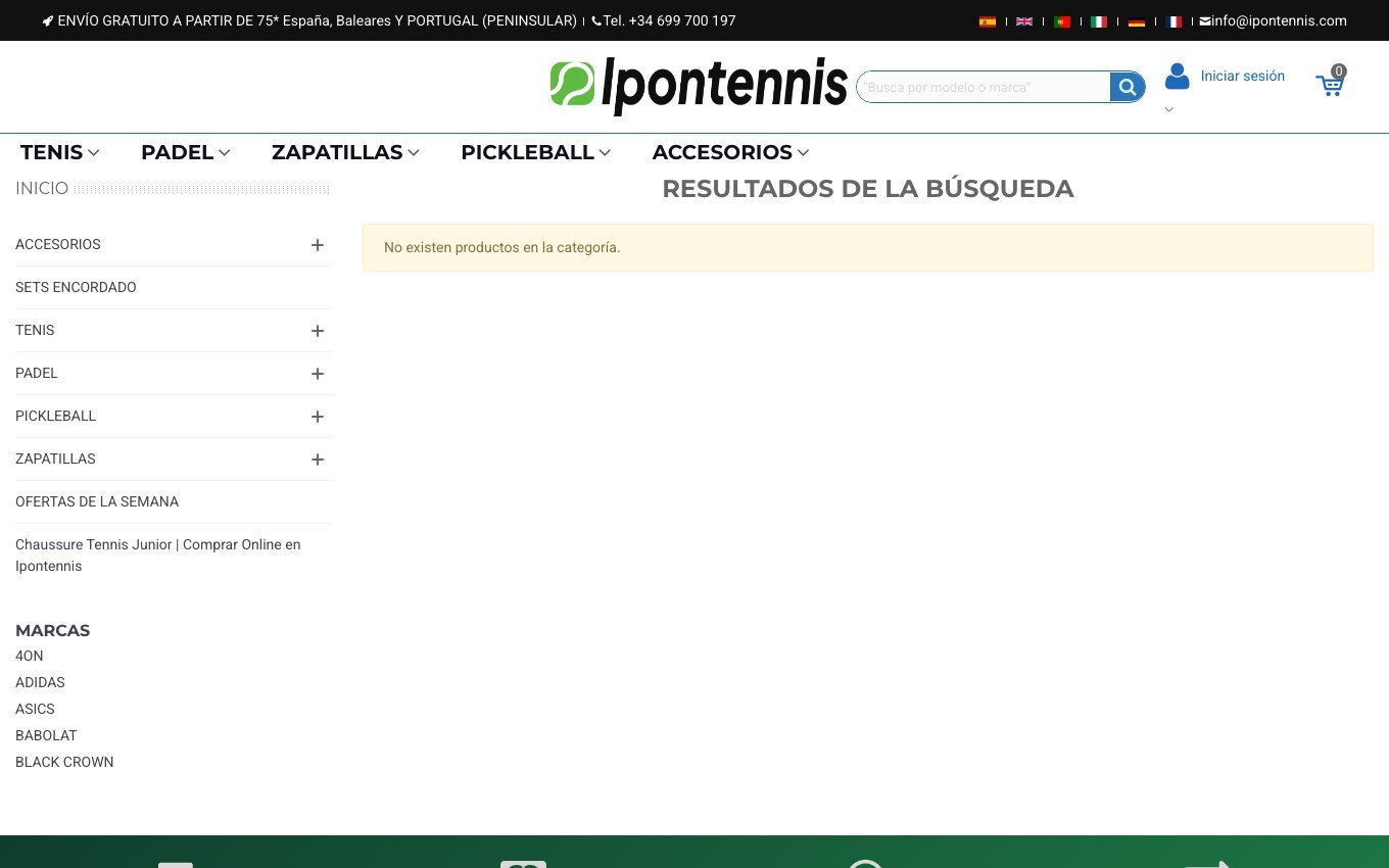 Captura de pantalla de la home de Ipontennis
