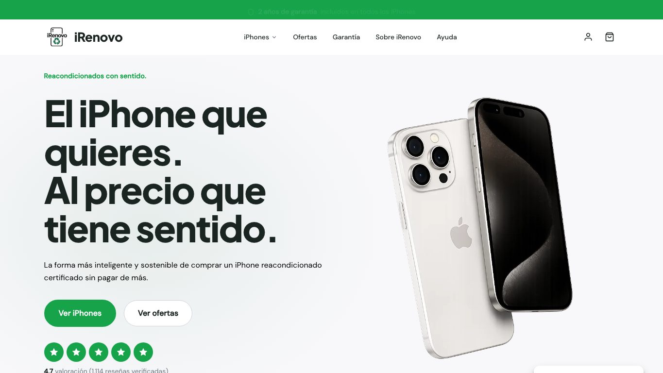 Captura home-top limpia de iRenovo