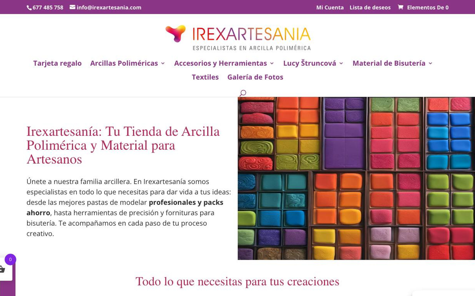 Captura limpia de la home oficial de Irex Artesanía