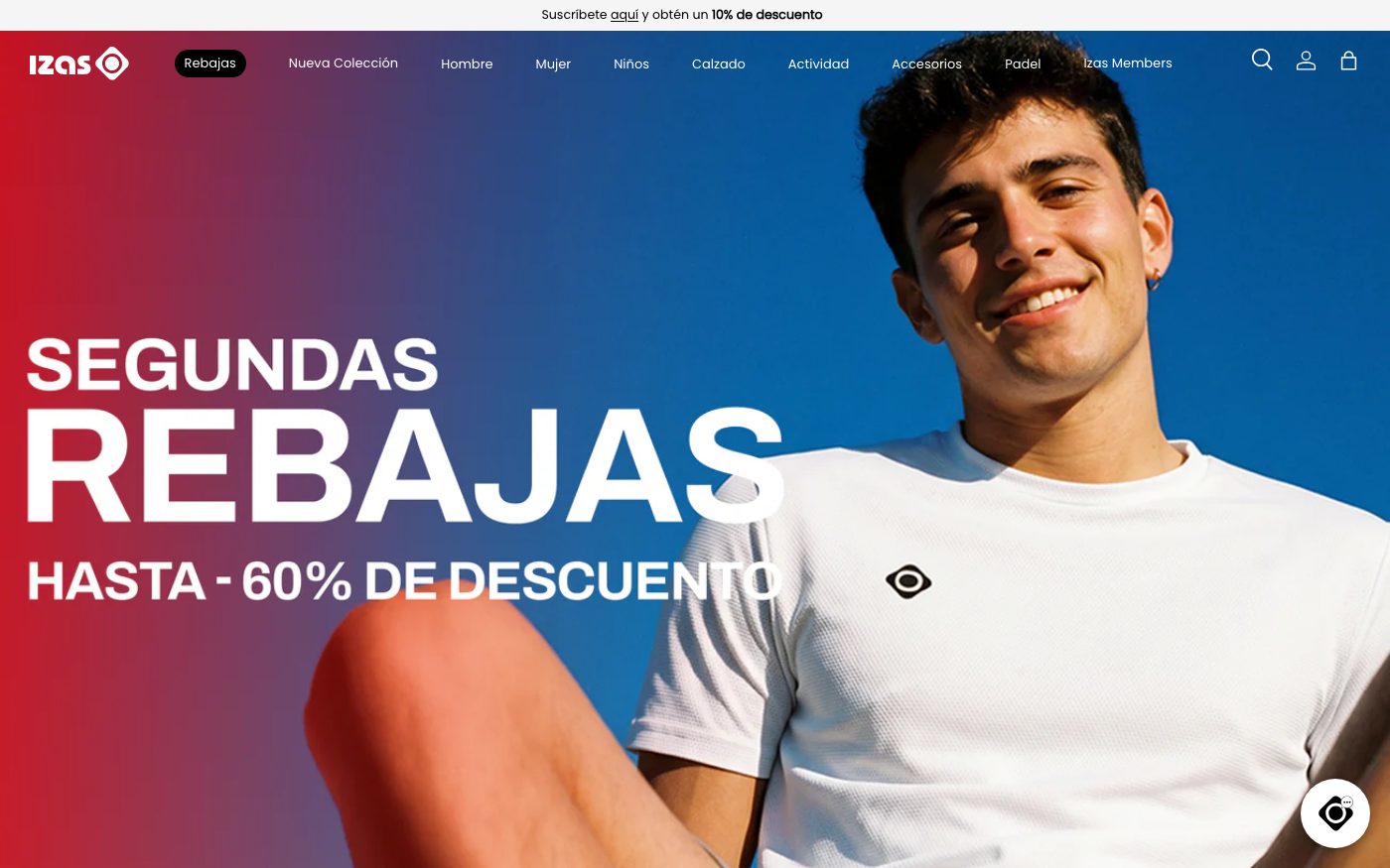 Captura de pantalla de la home de IZAS