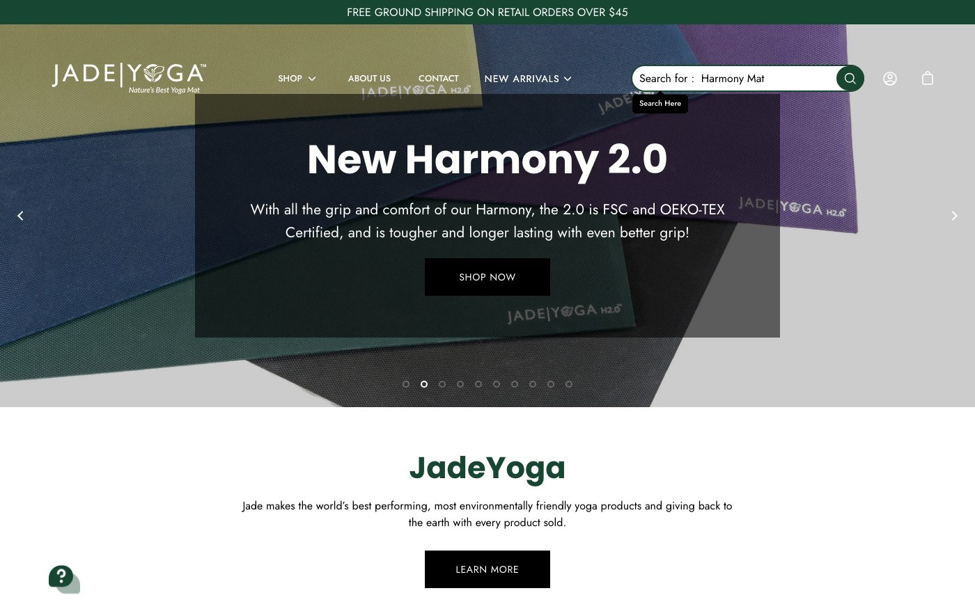 Captura de pantalla de la home de JadeYoga