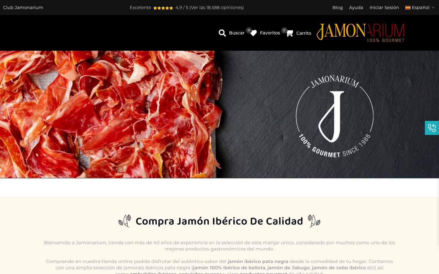 Captura limpia de la home oficial de Jamonarium