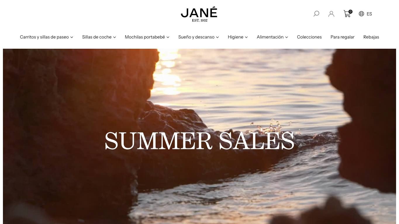 Captura de pantalla de la home de Jané