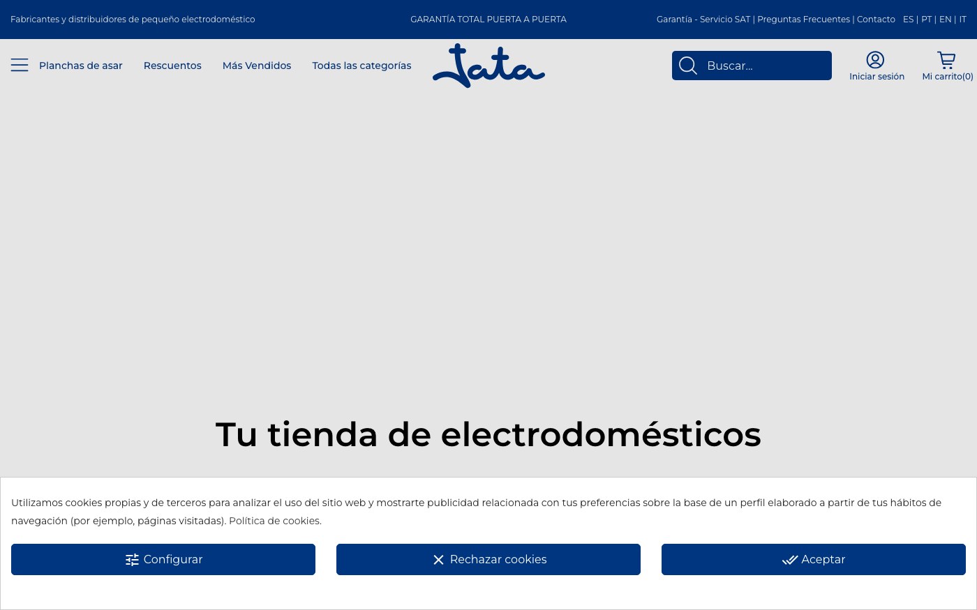 Captura limpia de la home oficial de Jata