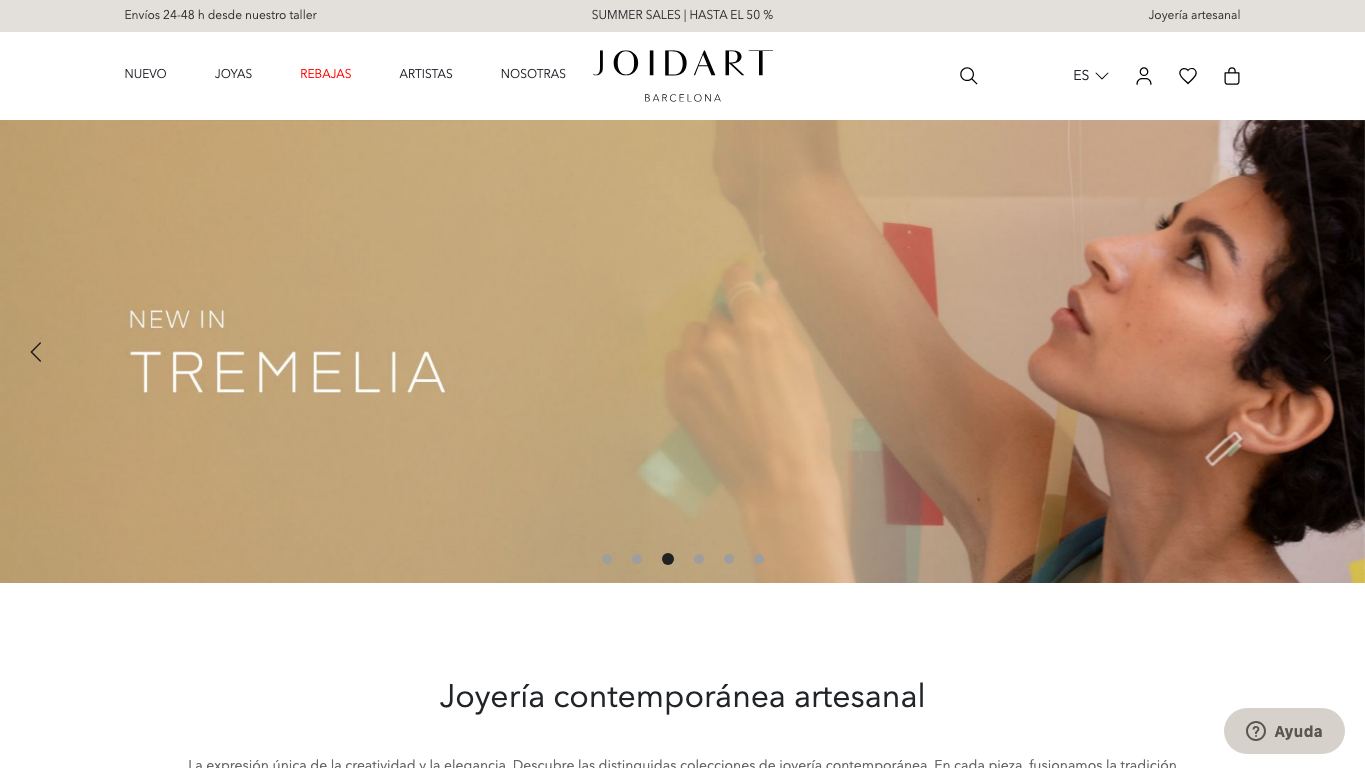 Captura real de la home de Joidart