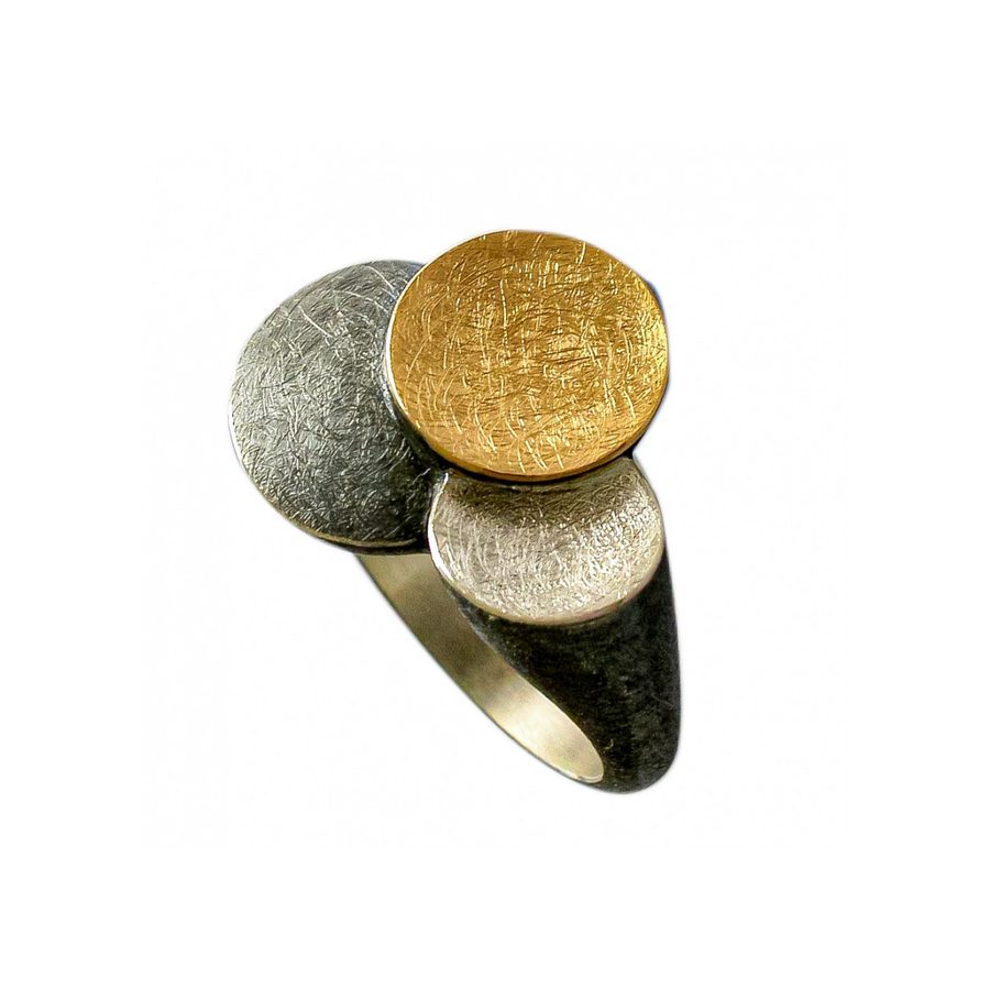 Anillo nubes oro y plata