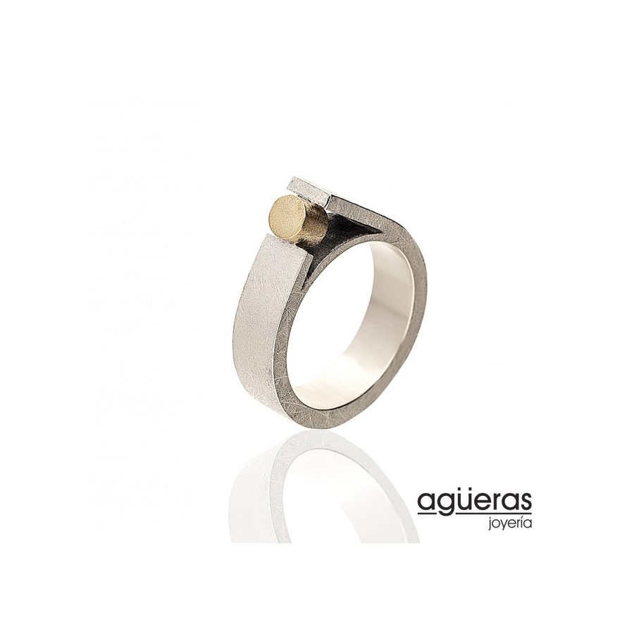 Anillo plata y cilindro oro