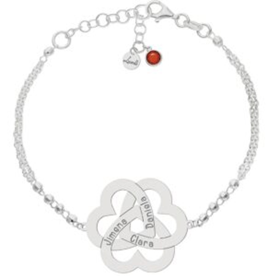Pulsera de plata 3 corazones con nombres