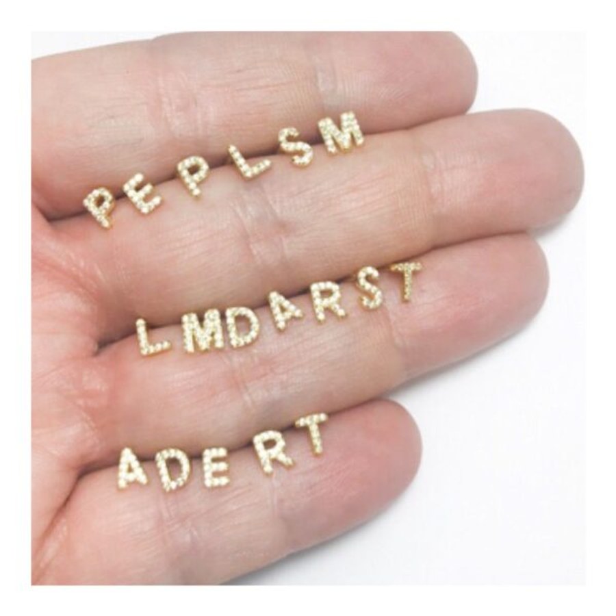Pendientes letras plata 925 y circonitas