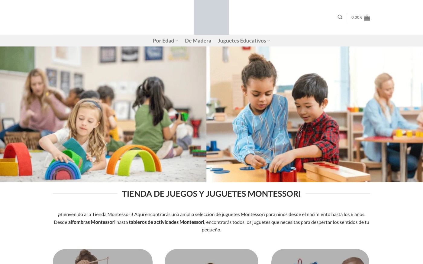 Captura limpia de la home oficial de Juegos Montessori