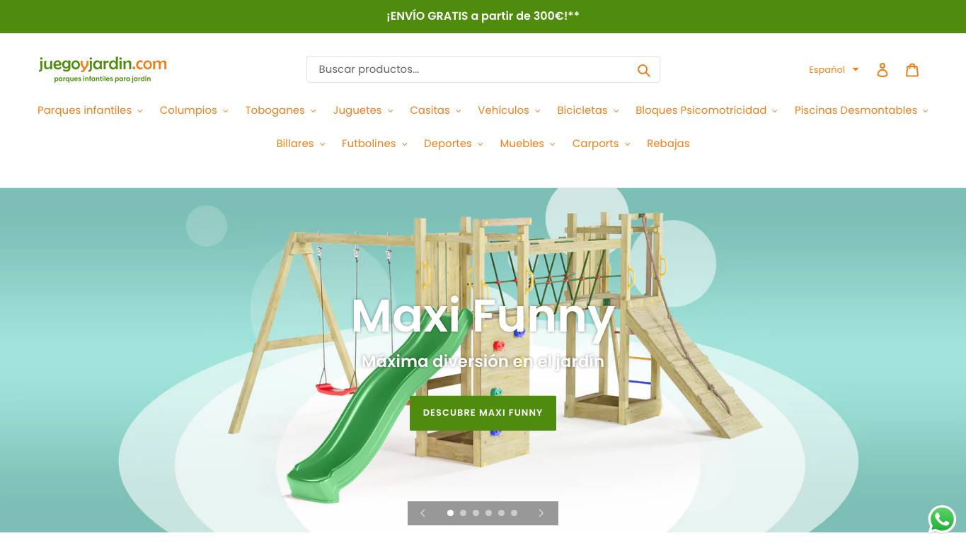 Captura de pantalla de la home de Juegoyjardin