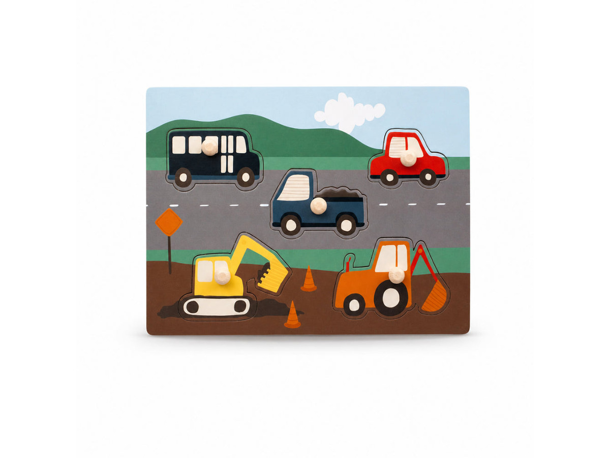 Peek-A-Boo Collection Baby Wooden Puzzle - CONSTRUCTION