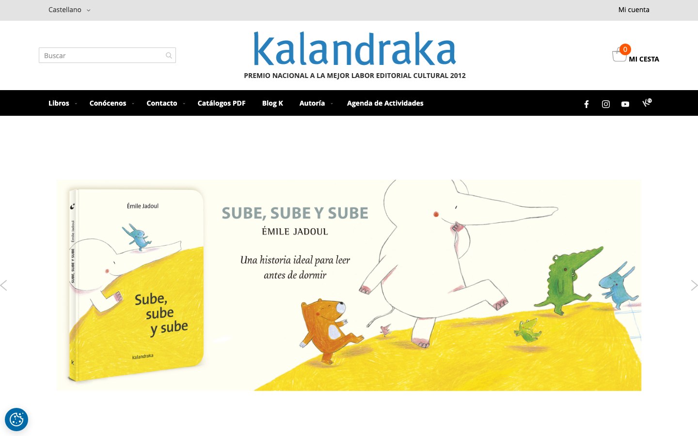 Captura limpia de la home oficial de Kalandraka