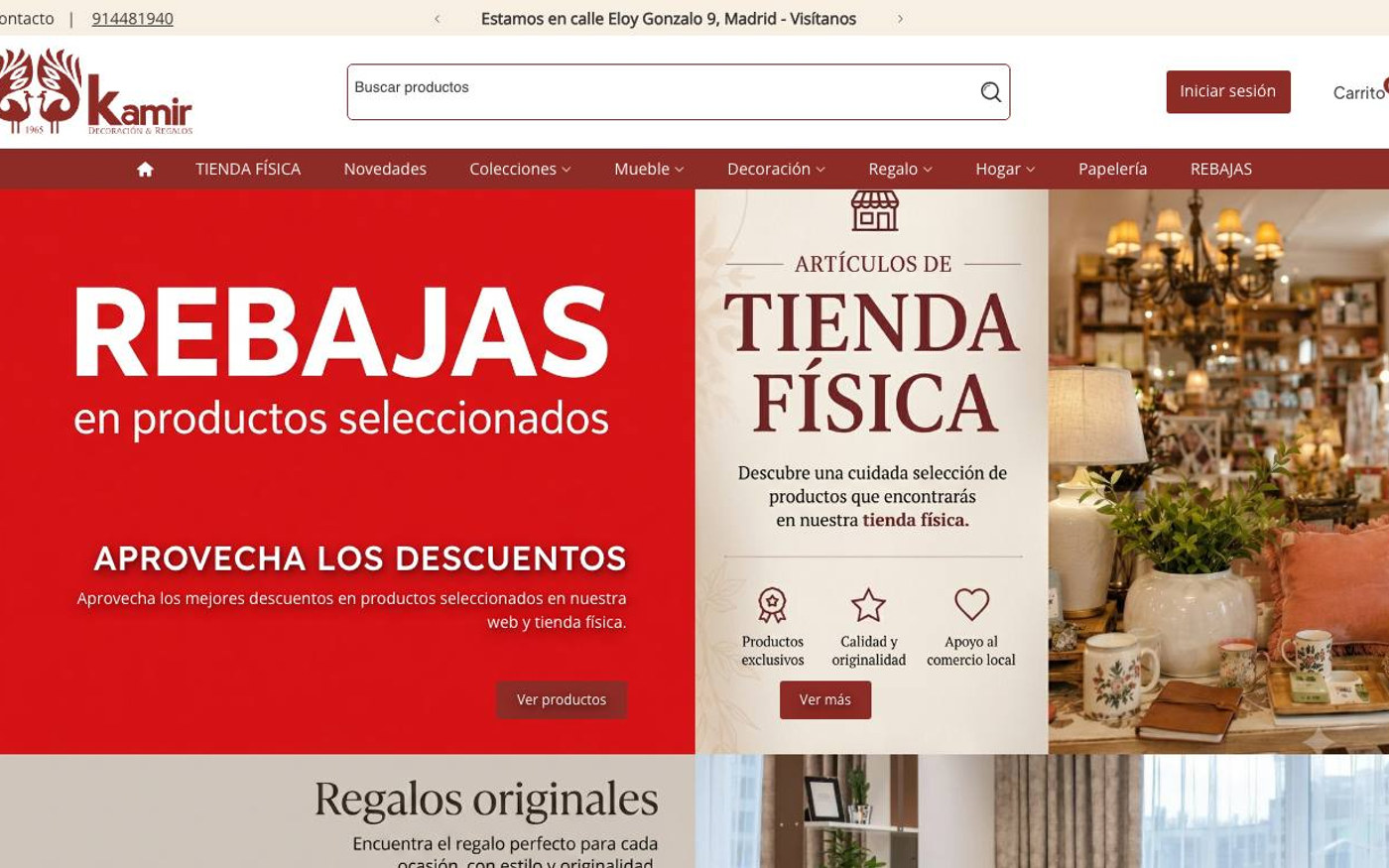 Captura limpia de la home oficial de Kamir