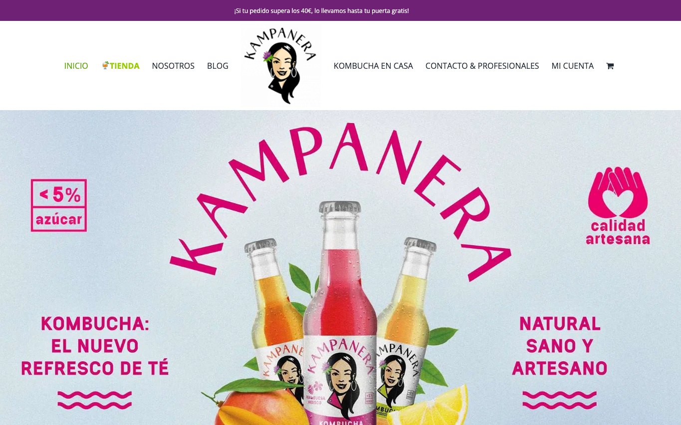 Captura de pantalla de la home de Kampanera