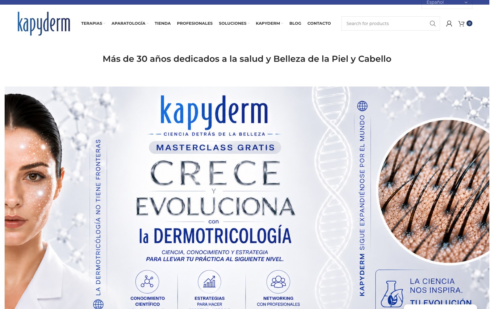Captura real de la home de Kapyderm