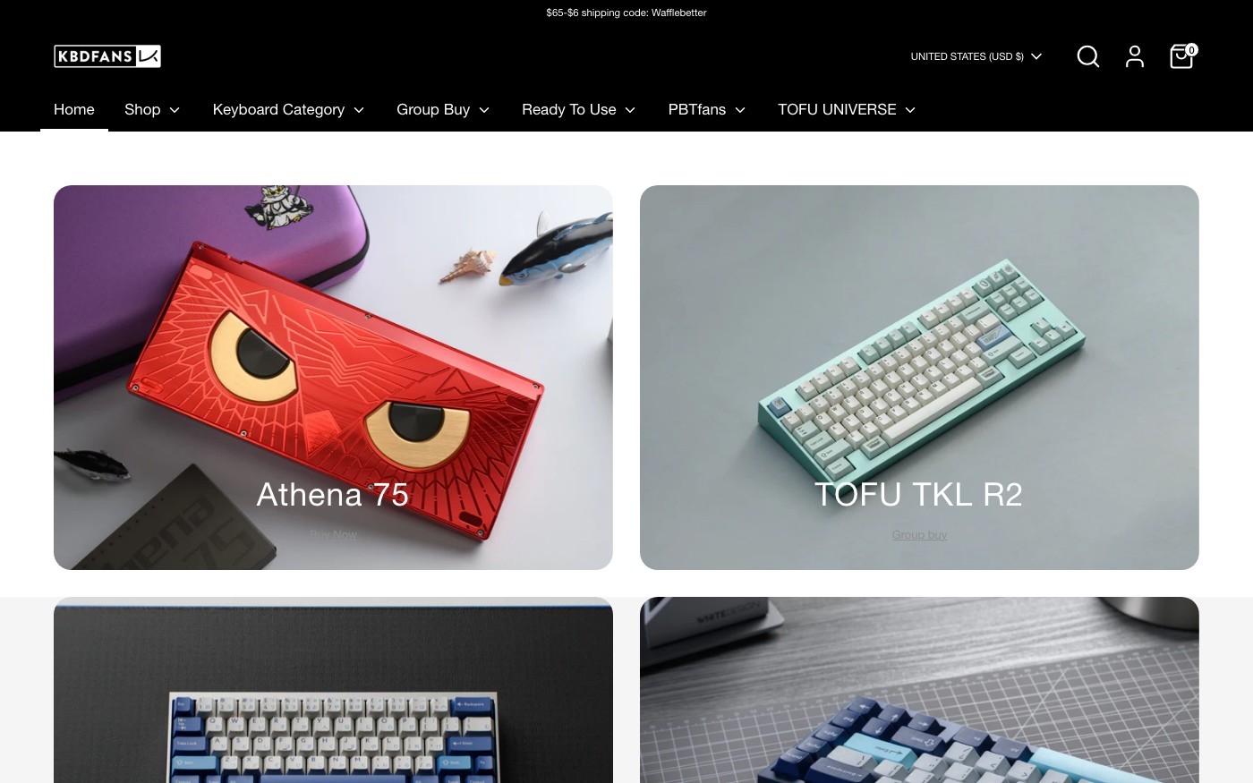 Captura de pantalla de la home de KBDfans