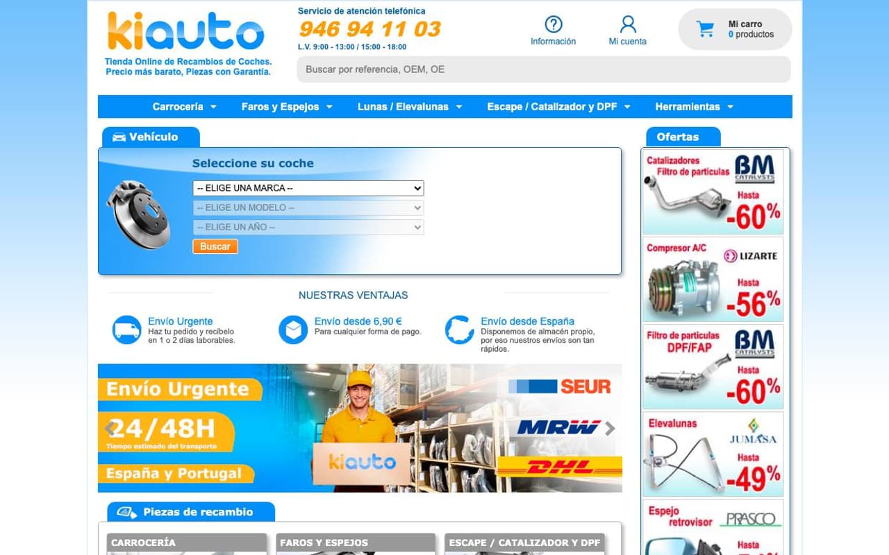 Captura de pantalla de la home de Kiauto